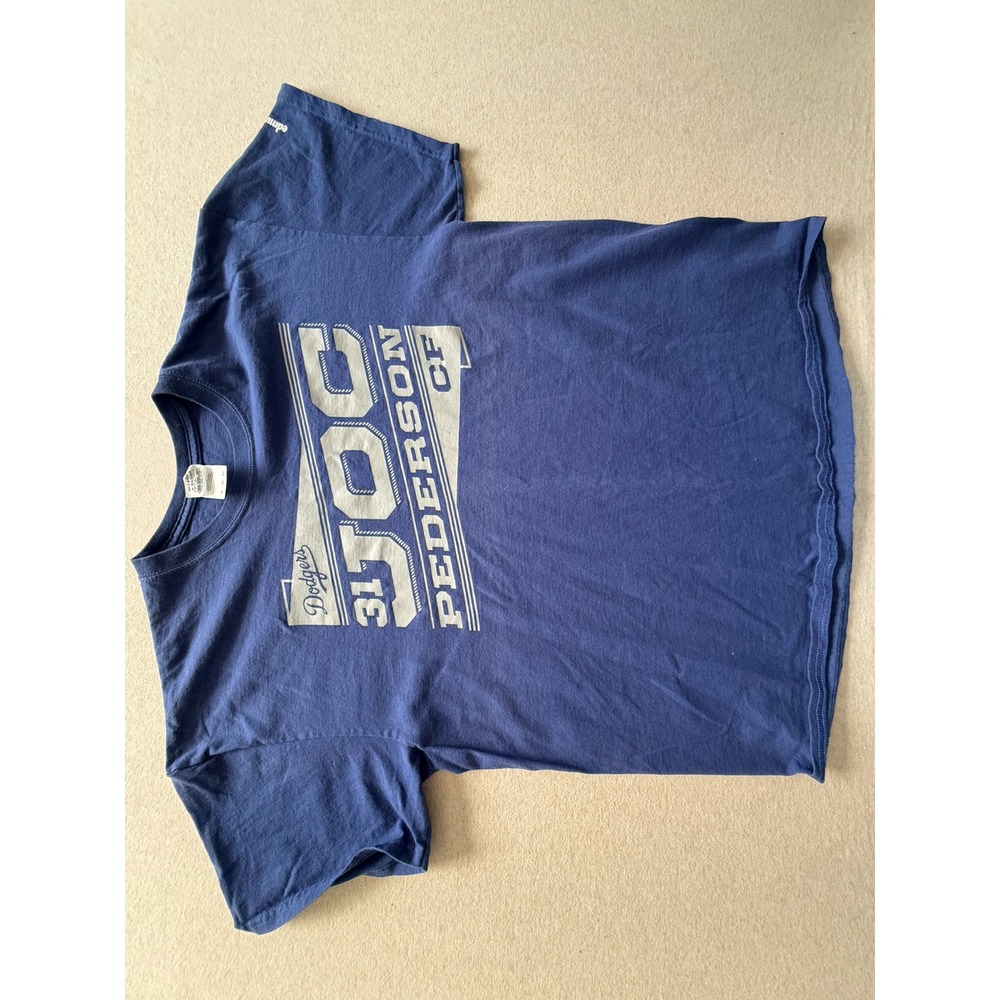 Los Angeles Dodgers Joc Pederson 31 Blue T-Shirt Mens XL Gildan New Balance Logo